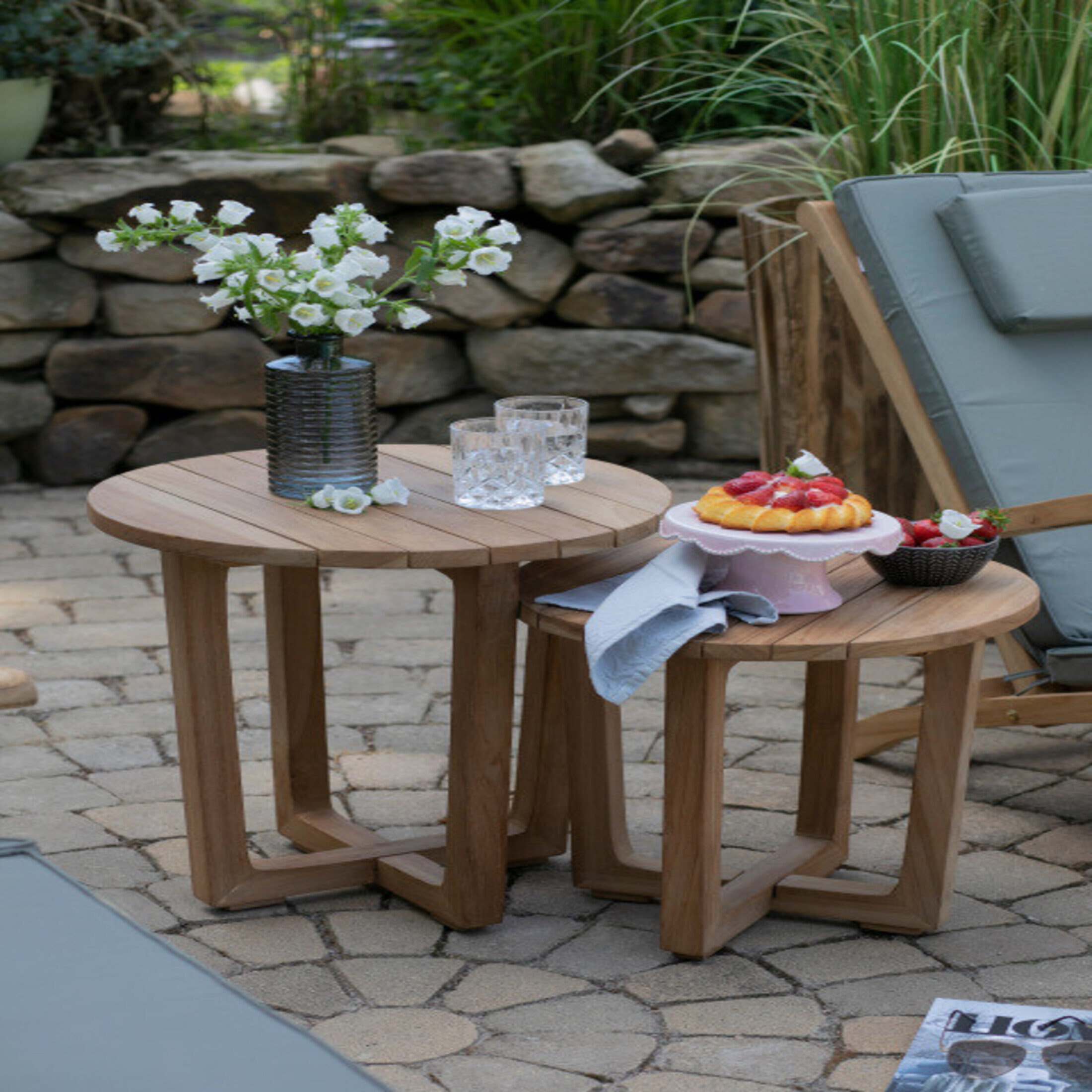 Beistelltisch 2er-Set rund Teak
