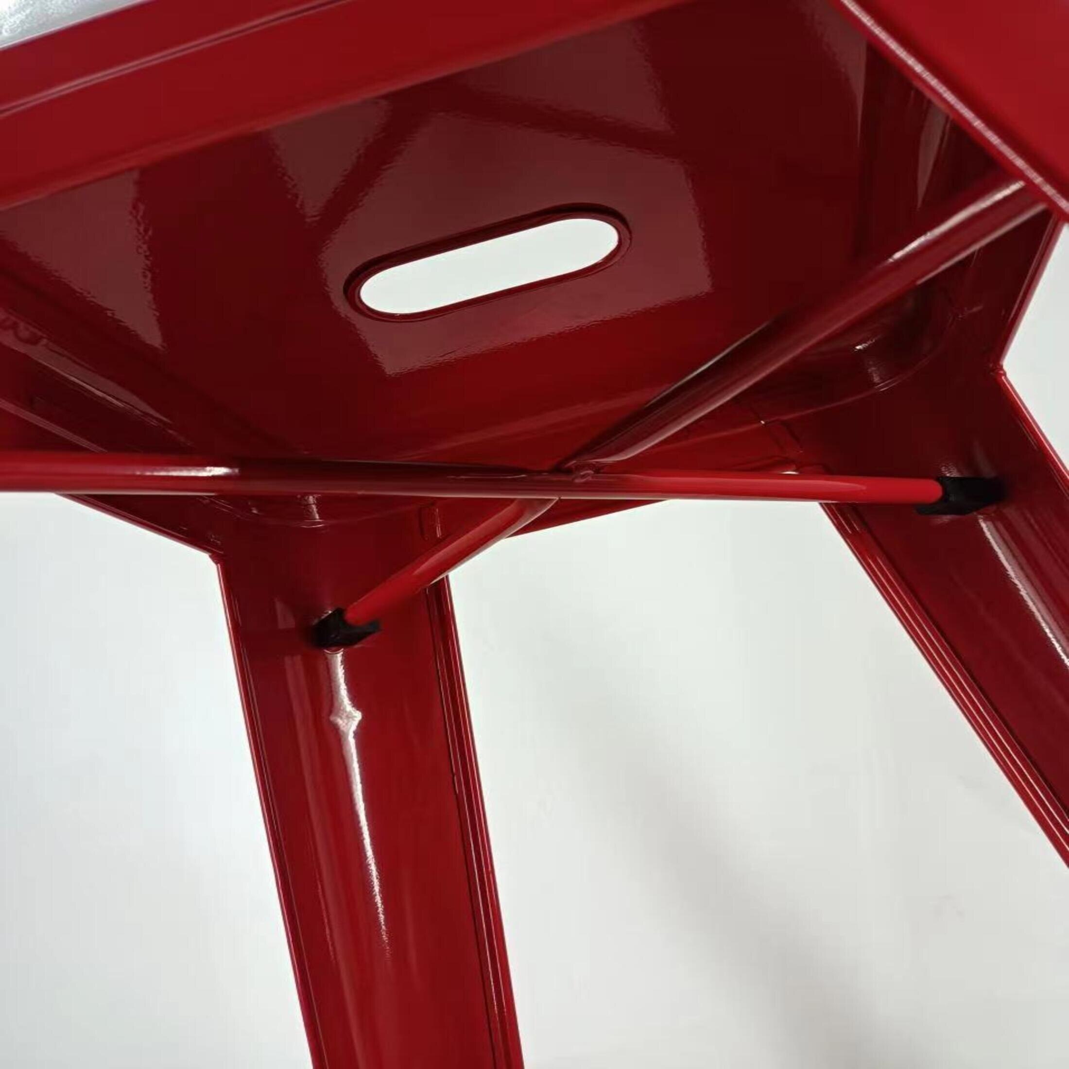 Barhocker Metall Rot Retro-Hocker im Industry-Design, stapelbar, 