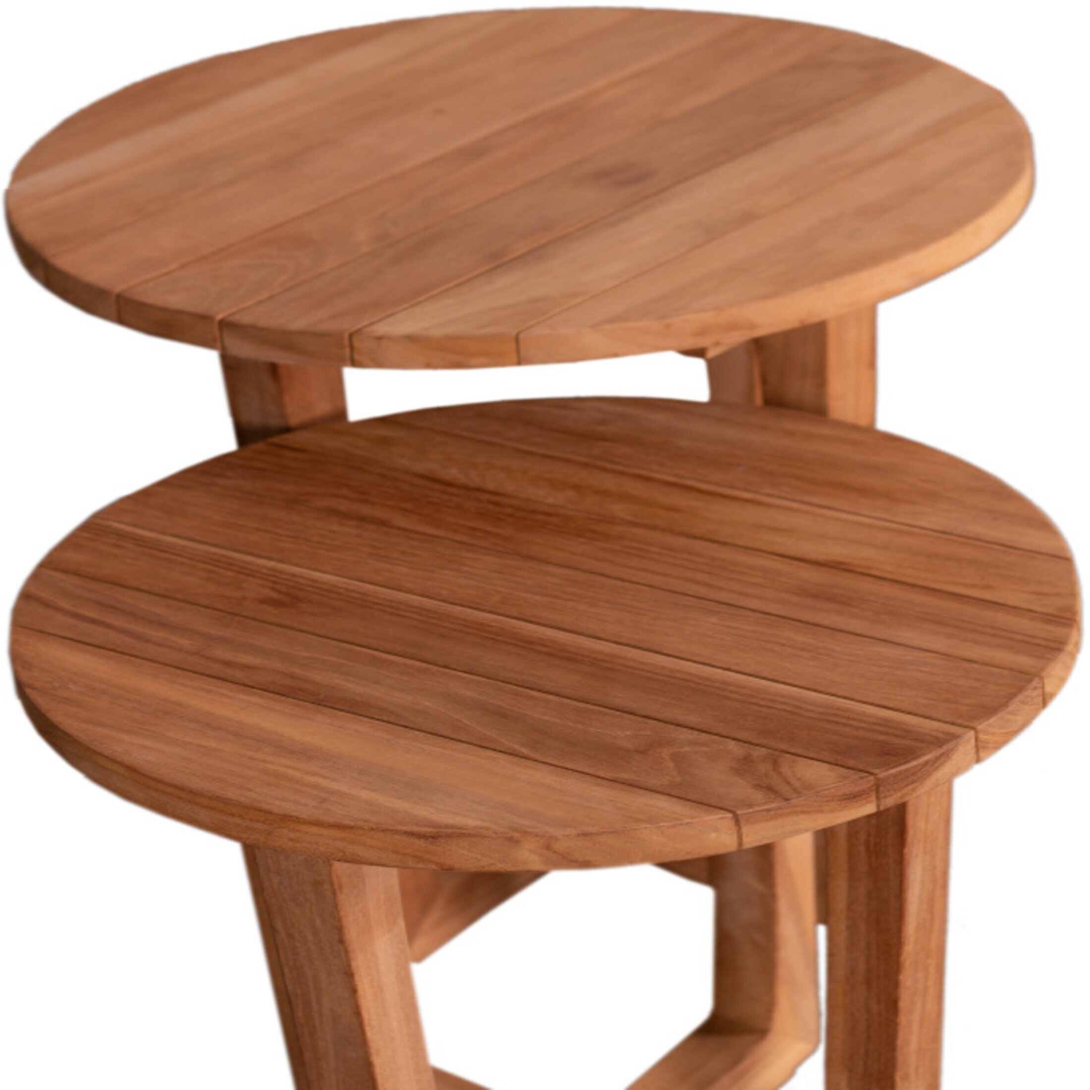 Beistelltisch 2er-Set rund Teak